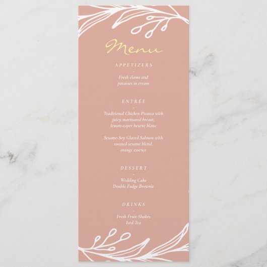 Menu Couronne de feuille rose mariage chinois double bo (Devant)