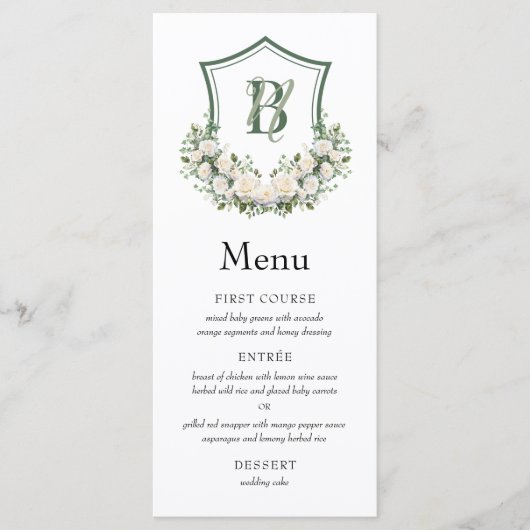 Menu Couronne de fleurs blanches pour mariage (Devant)