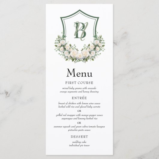 Menu Couronne de fleurs blanches pour mariage (Devant)