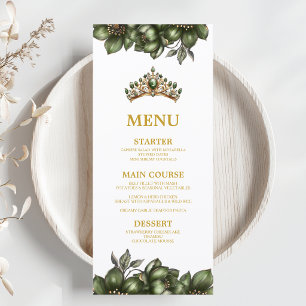 Menu Couronne de Fleurs de Quinceañera en Vert Émeraude