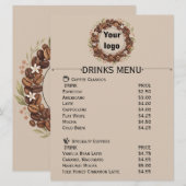 Menu Couronne de grains de café botaniques avec logo pe (Devant / Derrière)