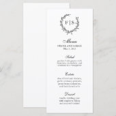 Menu Couronne de monogramme noir et blanc traditionnel  (Devant / Derrière)