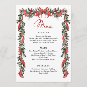Menu Couronne de Noël Fantaisie Rouge pour Dîner de Fêt