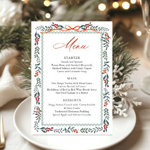 Menu Couronne de Noël Fantaisiste Rouge pour Dîner de F