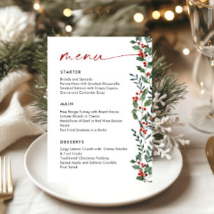 Menu Couronne de Noël Fantaisiste Ruban Rouge Soirée de
