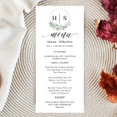 Menu Couronne élégante Monogramme Mariage 