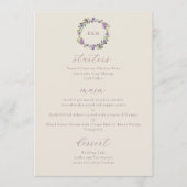 Menu Couronne florale aquarelle violette Lilas (Devant)