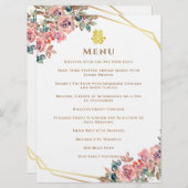 Menu Couronne florale géométrique or mariage chinois (Devant / Derrière)