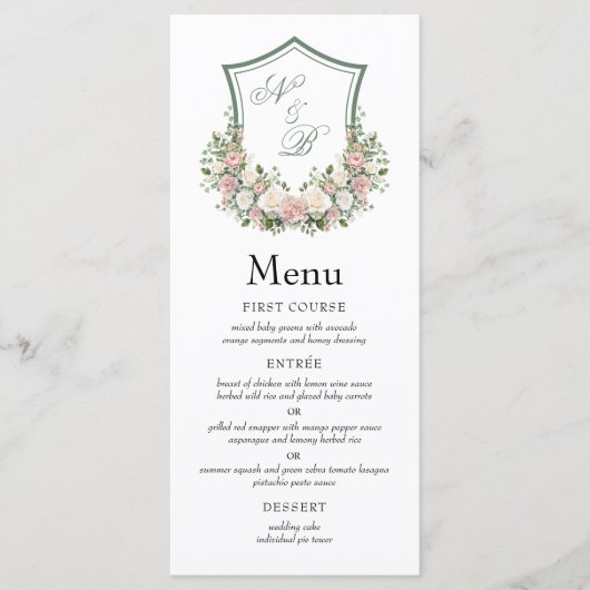 Menu Couronne florale rose (Devant)