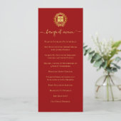 Menu Couronne florale rouge mariage chinois double bonh (Debout devant)