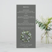 Menu Couronne Monogramme Eucalyptus moderne | Gray (Debout devant)