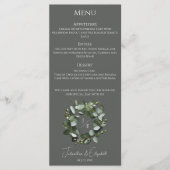 Menu Couronne Monogramme Eucalyptus moderne | Gray (Devant)