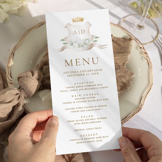 Menu Couronne Royale Mariage Gold Crest