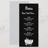 Menu Couverts Noir et Blanc Design Éditable 4" x 9" (Devant / Derrière)