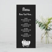 Menu Couverts Noir et Blanc Design Éditable 4" x 9" (Debout devant)