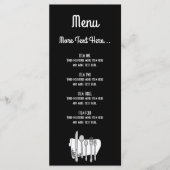 Menu Couverts Noir et Blanc Design Modifiable 4" x 9" (Devant)