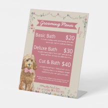 Menu Cream and Pink Floral Dog Grooming Services