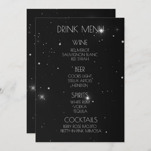 Menu Créez votre propre - Black Stars Drink (Devant / Derrière)