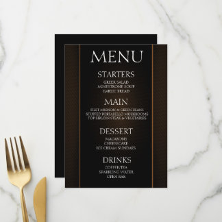 Menu Créez Votre Propre - Événement Minimaliste Noir Or