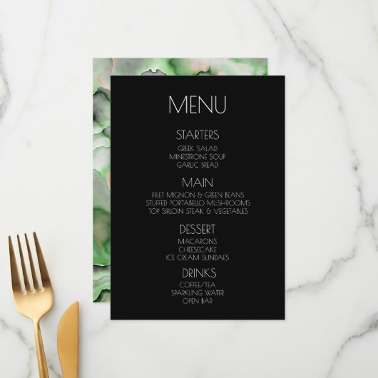 Menu Créez votre propre - Marbre vert clair (Devant/Arrière en situation)