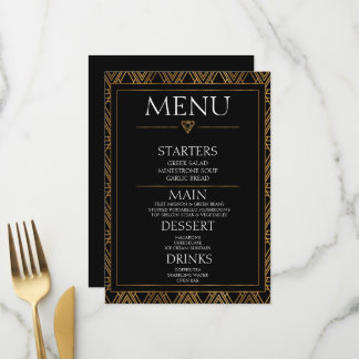 Menu Créez Votre Propre - Minimaliste Noir Art Déco
