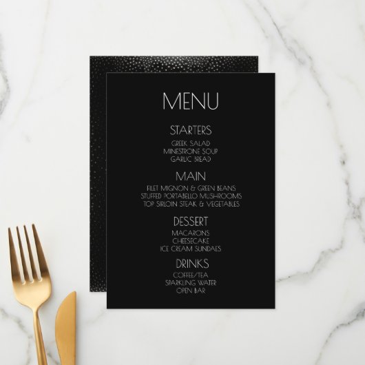 Menu Créez votre propre - Noir Speckted Back (Devant/Arrière en situation)