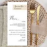 Menu Crème Beige personnalisée avec nom d'hôte Élégant<br><div class="desc">Pourquoi dépenser des cartes et des cartes de menu sur place alors que vous pouvez avoir un élégant menu tout-en-un personnalisé avec le nom de chaque client? Contemporain, simple et élégant design avec belle calligraphie manuscrite moderne. Une bande en haut à droite dans un ton crème beige avec le nom...</div>