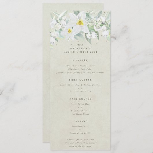 Menu Crème Blanc Flore Printemps Appartement 4 Parcours (Devant / Derrière)