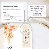 Menu Crème et rose pêche personnalisé avec le nom de l'