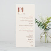Menu Crème minimaliste simple Mariage moderne (Debout devant)