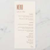 Menu Crème minimaliste simple Mariage moderne (Devant)