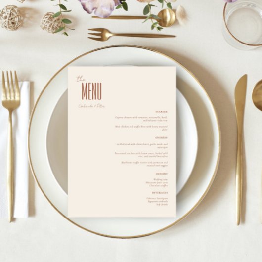 Menu Crème minimaliste simple Mariage moderne
