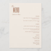 Menu Crème minimaliste simple Mariage moderne (Devant)