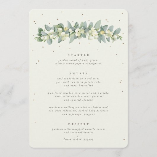 Menu Crème Snowberry + Eucalyptus 3 Parcours Mariage (Devant)