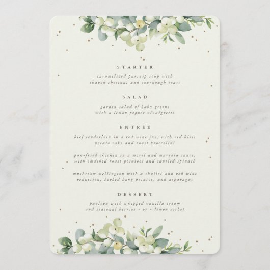 Menu Crème Snowberry + Eucalyptus 4 Parcours Mariage (Devant)