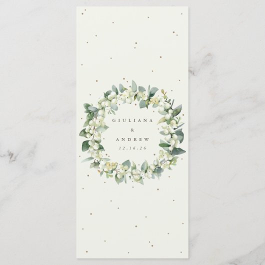 Menu Crème Snowberry+Eucalyptus 4 Parcours Mariage plat (Dos)