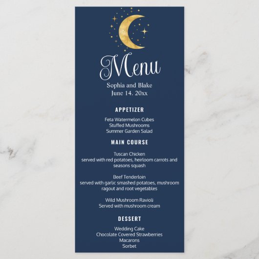 Menu Crescent Moon Starry Night Marine Mariage Flat Men (Devant)