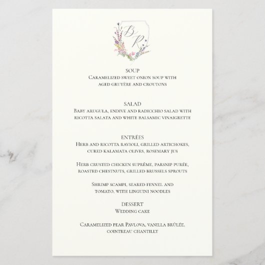 Menu Crest Fleur sauvage aquarelle (Devant)