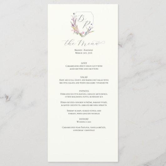 Menu Crest Fleur sauvage aquarelle (Devant)