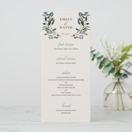 Menu Crest jardin | Eggshell | Mariage 4 cours (Debout devant)