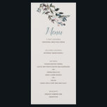 Menu Crest jardin | Eggshell | Script Mariage<br><div class="desc">Ce menu mariage élégant et chic présente des fleurs d'aquarelle peintes dans les tons bleu et rose et est assorti à un motif floral sur le dos. Personnalisez-le avec votre propre texte en utilisant les modèles fournis. La couleur arrière - plan est réglée sur une couleur neutre en coquille d'oeuf,...</div>