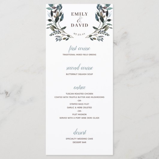 Menu Crest jardin | Mariage floral blanc 4 cours (Devant)