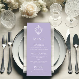 Menu Crest Lavender Mariage Vintage violet Monogramme