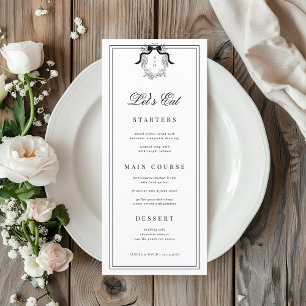Menu Crest Monogram French Bow Mangeons du Mariage blan