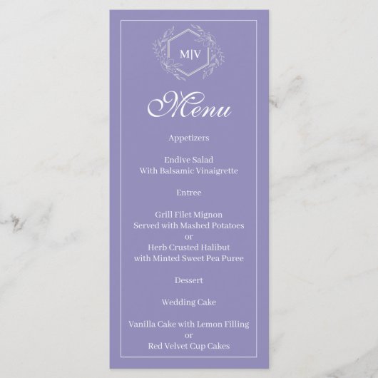 Menu Crest Monogram Lavande (Devant)