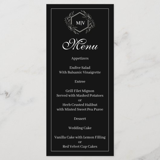 Menu Crest Monogram noir et blanc (Devant)