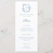 Menu Crest Monogram Vibrant Mariage bleu (Devant)