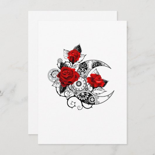 Menu Croissant mécanique avec roses rouges (Devant / Derrière)