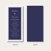 Menu Croix Bleu Marine Moderne Garçon Première Communio