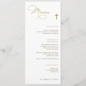 Menu Croix dorée élégante Baptême simple moderne (Devant)
